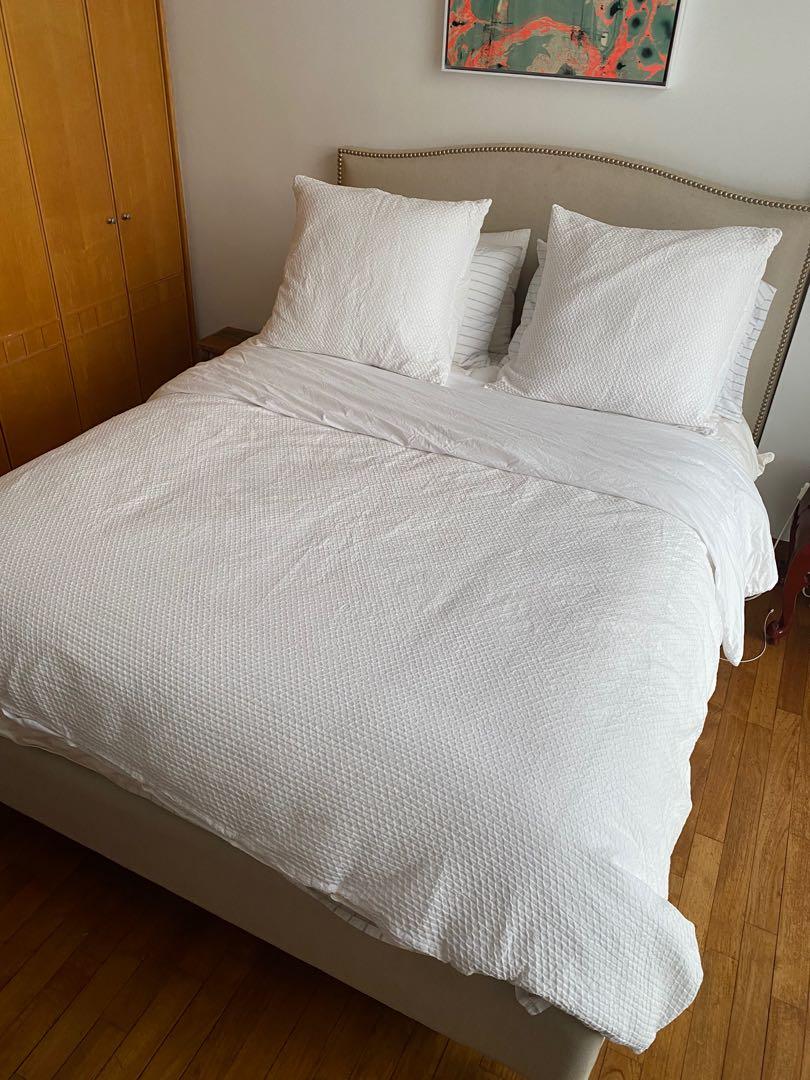 Crate and Barrel Queen Bed + Queen Serta Mattress, Furniture & Home