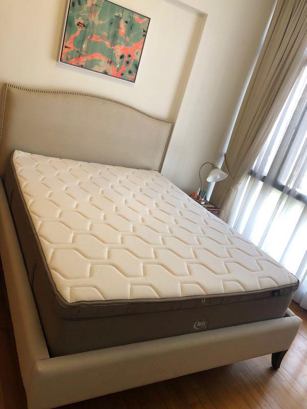 Crate and Barrel Queen Bed + Queen Serta Mattress, Furniture & Home