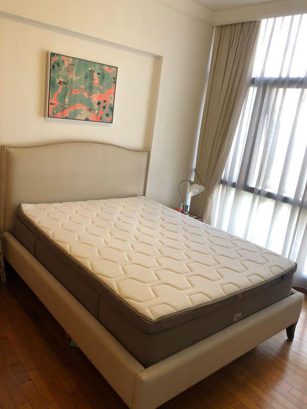 Crate and Barrel Queen Bed + Queen Serta Mattress, Furniture & Home