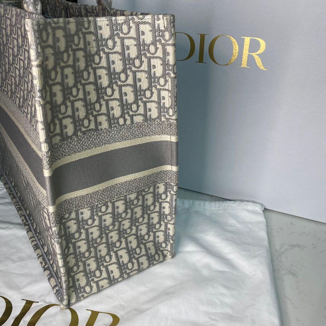 Dior Small Dior Book Tote Gray Dior Oblique Embroidery - Women