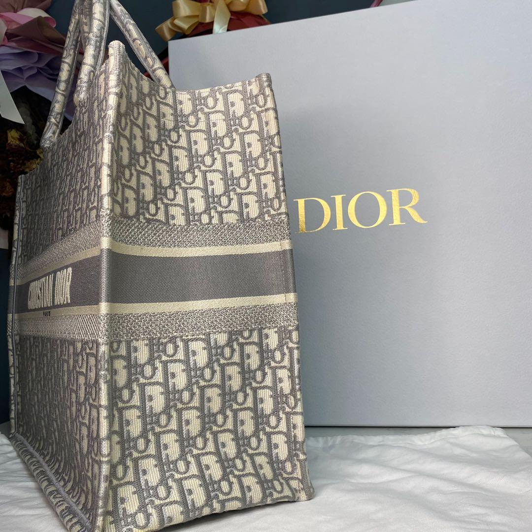 Dior Small Dior Book Tote Gray Dior Oblique Embroidery - Women