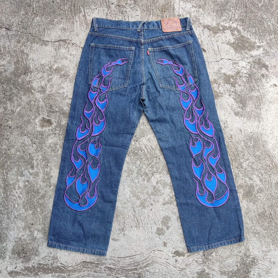 EVISU BUTTON FLY EMBROIDERED BLUE 