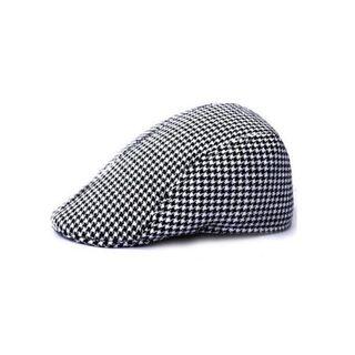 Houndstooth Black and White Vintage flat cap
