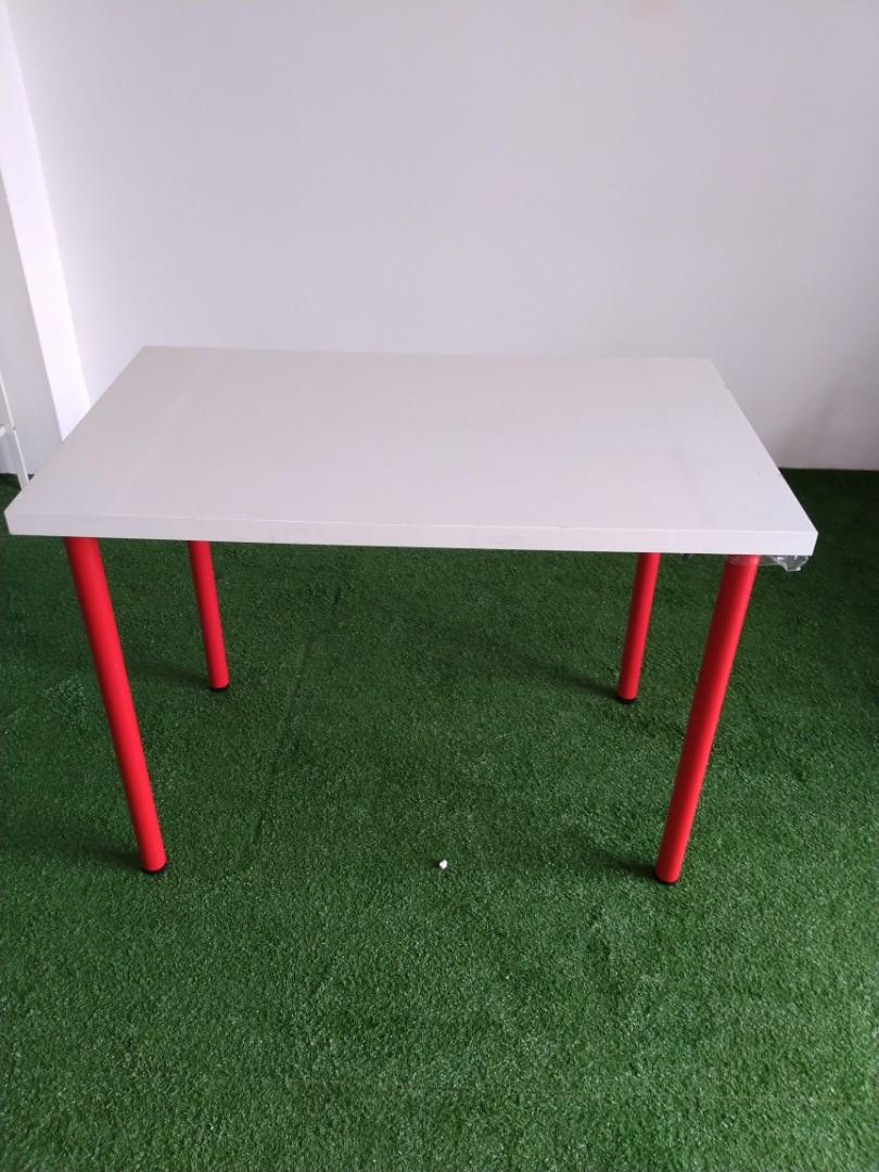 IKEA LINNMON x 1 + ADILS, Table leg x4 + Ikea bygel rail x1 RED