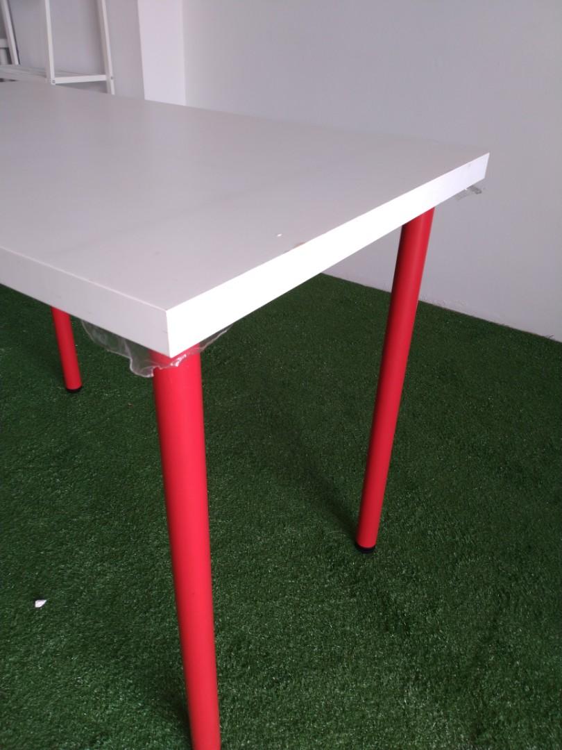 IKEA LINNMON x 1 + ADILS, Table leg x4 + Ikea bygel rail x1 RED (There are total 3 main