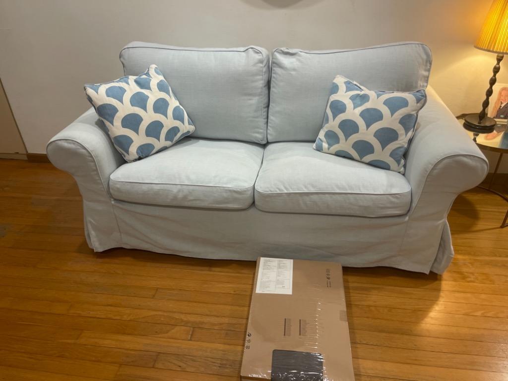 IKEA Ektorp 2 seater sofa with brand new extra cover in grey, Furniture