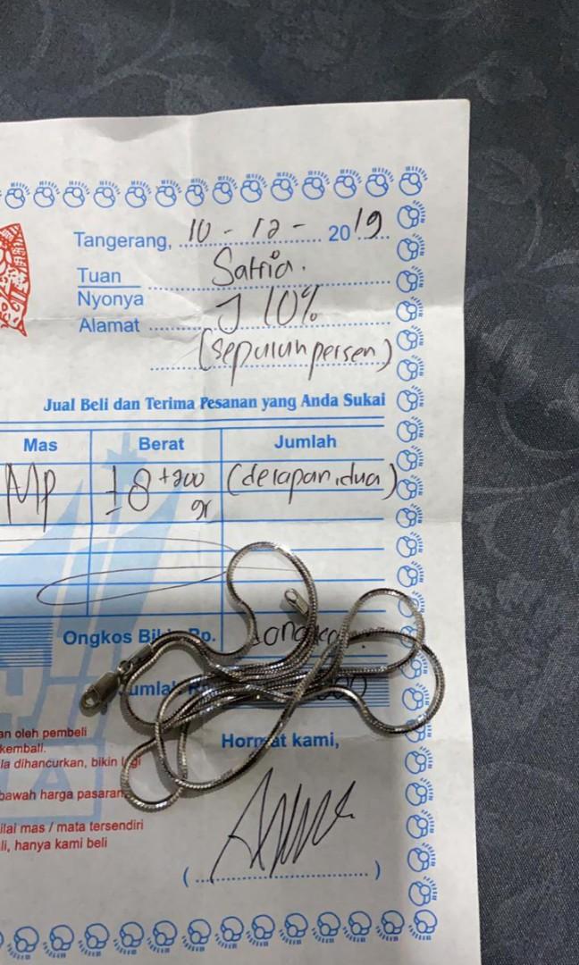 Kalung emas putih kadar 750