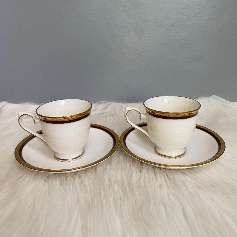 Lancel White & Gold Cup & Saucer, Furniture & Home Living, Kitchenware
