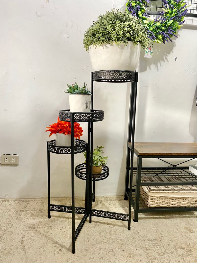 Metal Foldable Plant Stand, Furniture & Home Living, Gardening, Pots