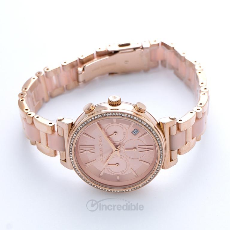 NEW Michael Kors Sofie Quartz Red Dial Stainless Steel Ladies