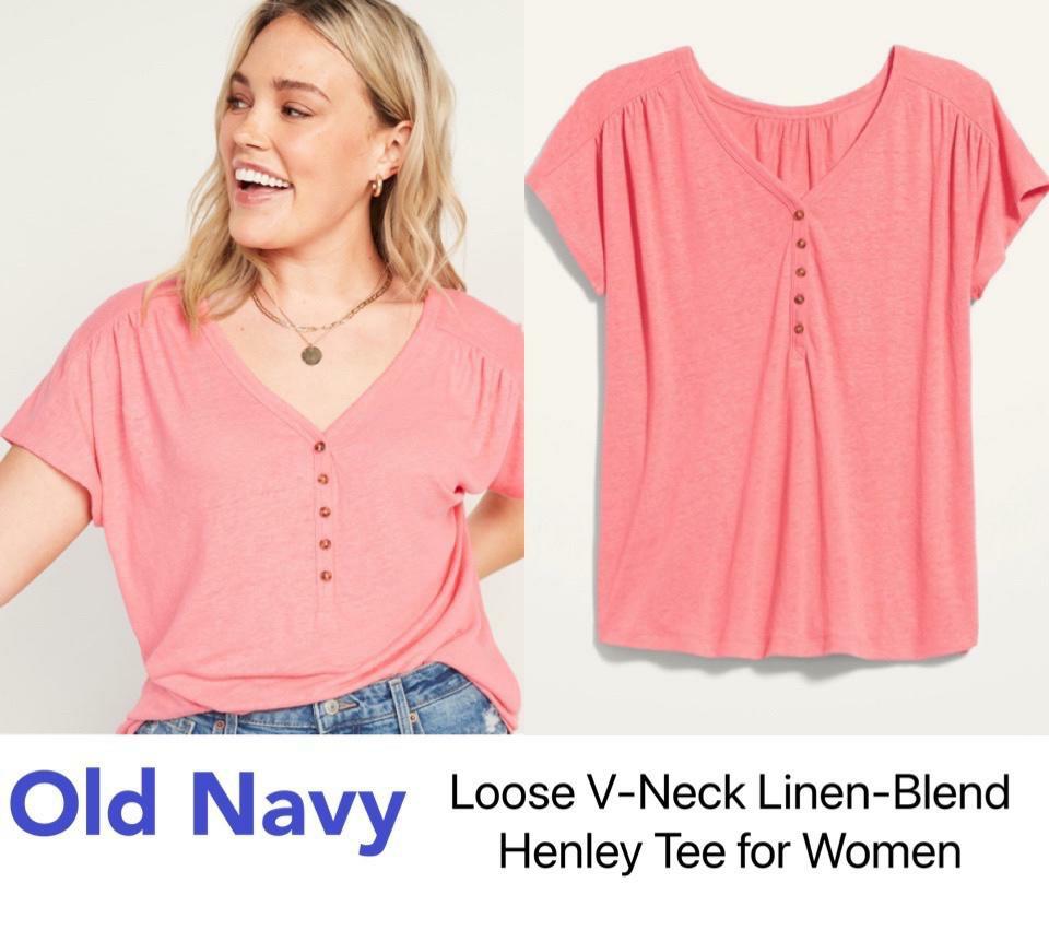 Old Navy Loose V-Neck Linen-Blend 