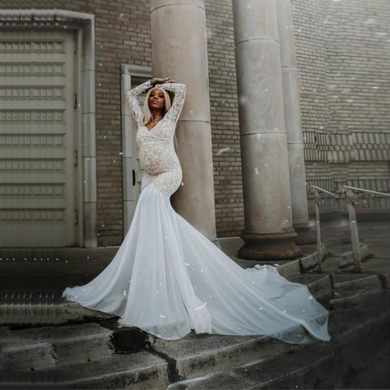 pre order white red blue off shoulder maternity fishtail long