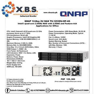QNAP 12-Bay 2U NAS TS-1253DU-RP-4G Intel® quad-core 2.0GHz NAS with 2.5GbE and Feature-rich Applications for Office
