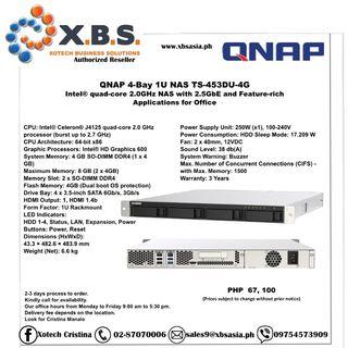 QNAP 4-Bay 1U NAS TS-453DU-4G Intel® quad-core 2.0GHz NAS with 2.5GbE and Feature-rich Applications for Office
