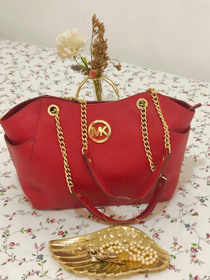 Red Michael Kors bag, Luxury, Bags & Wallets on Carousell