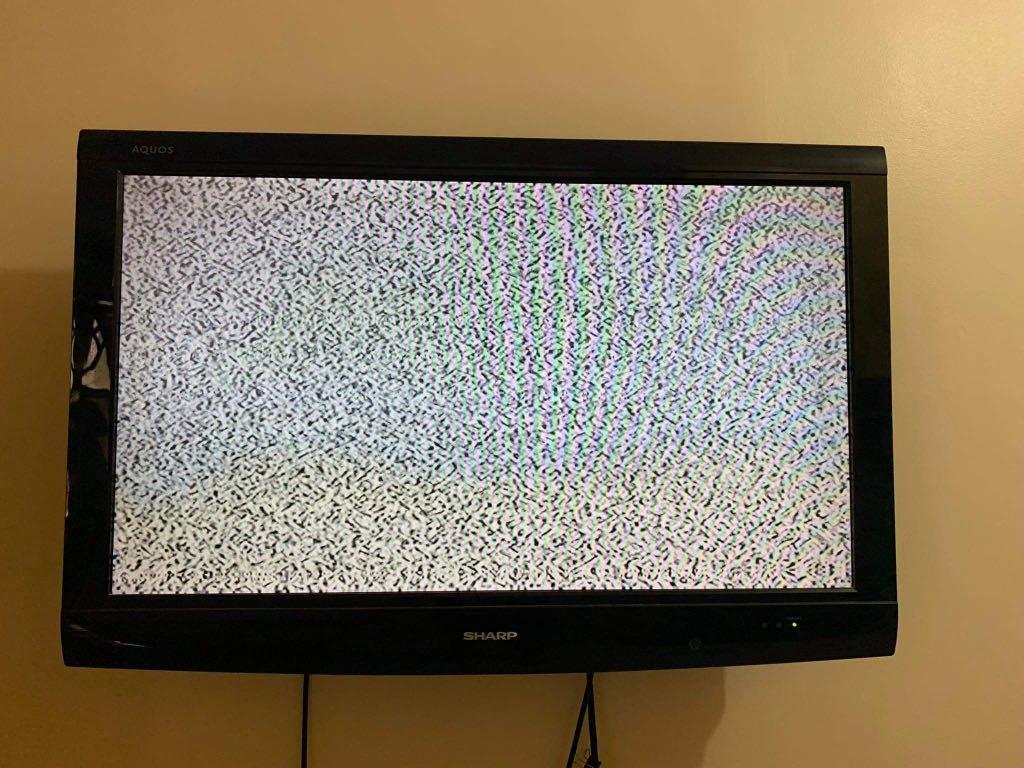 Sharp Aquos 32” TV (Category: TV) located in Taguig. Submitted by khriscruz (Listing ID 1104677528, Image 2). Description: With remote and wall bracket All working Issue: Film (see photo) For pick up in Diamond Tower, Mandaluyong Price is negotiable.