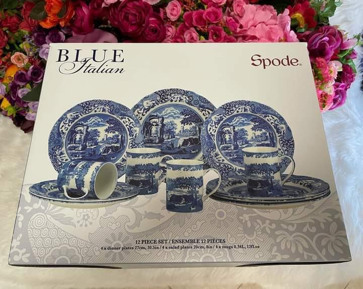 Spode Blue Italian 12 Pc set (Category: Dinnerware & Cutlery) located in Pasig City. Submitted by glam_things (Listing ID 1104570993, Image 2). Description: Brand New Spode Blue Italian 12 Piece Set. P11,000 only. Set Includes: 4x Dinner Plates 4x Salad Plates 4x Mugs Dm to inquire💖.