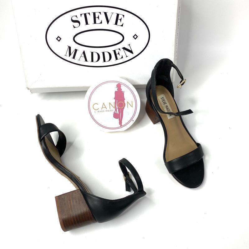 Steve Madden Irenee Black Leather Ankle Strap Size 5