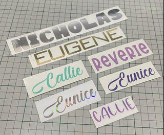 [Temp Close] Vinyl Decal Stickers Personalised, Customised. For Laptops, Bicycle, Bike, Car, Pet Acc, Bottles & etc // Revestelle