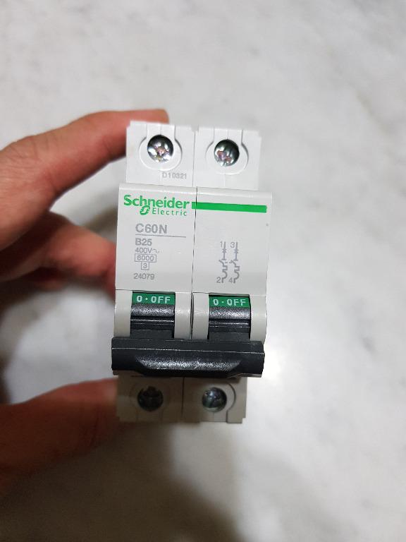 Wts Schneider Electric Ac 240 400v 25a Amps B Curve 2 Pole 2p Miniature Circuit Breaker Mcb Tv Home Appliances Electrical Adaptors Sockets On Carousell