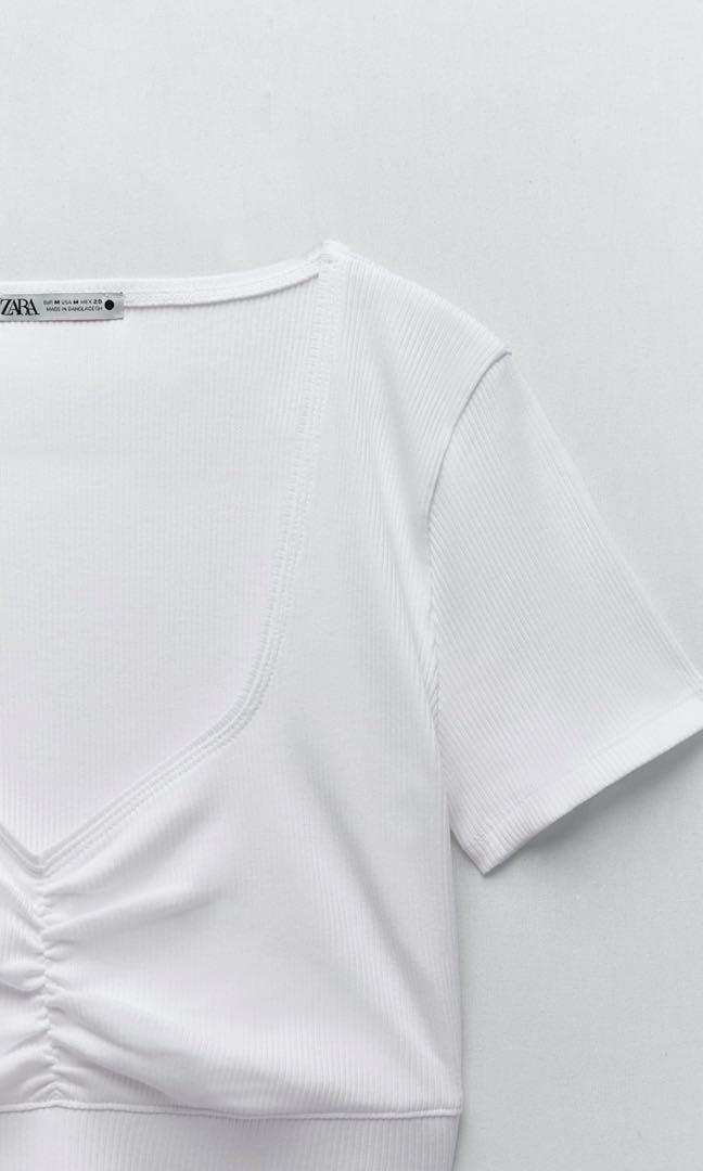 Zara BLACK CROPPED T-SHIRT WITH 