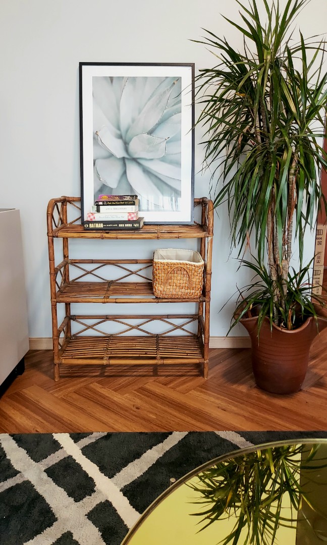 3 tier Rattan cane shelf rack, Furniture & Home Living, Furniture