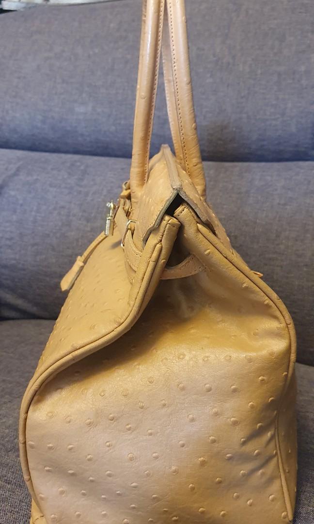 Patent Ostrich Birkin (Category: Luxury Bags & Wallets) located in Cabanatuan. Submitted by k2_boutiqueshop (Listing ID 1108338345, Image 3). Description: birkin type ostrich patent mustard color Directly bought from Japan.