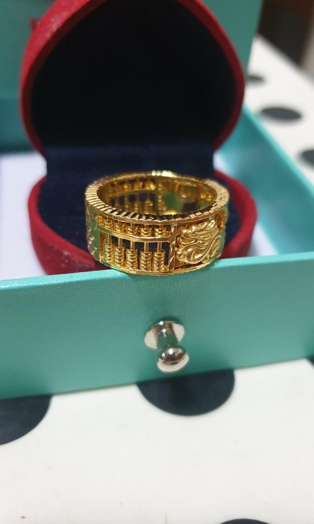 916 gold Dragon Abacus ring 14.18g sz24