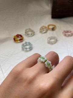 夏天來了的手工珠珠戒指 #吃土