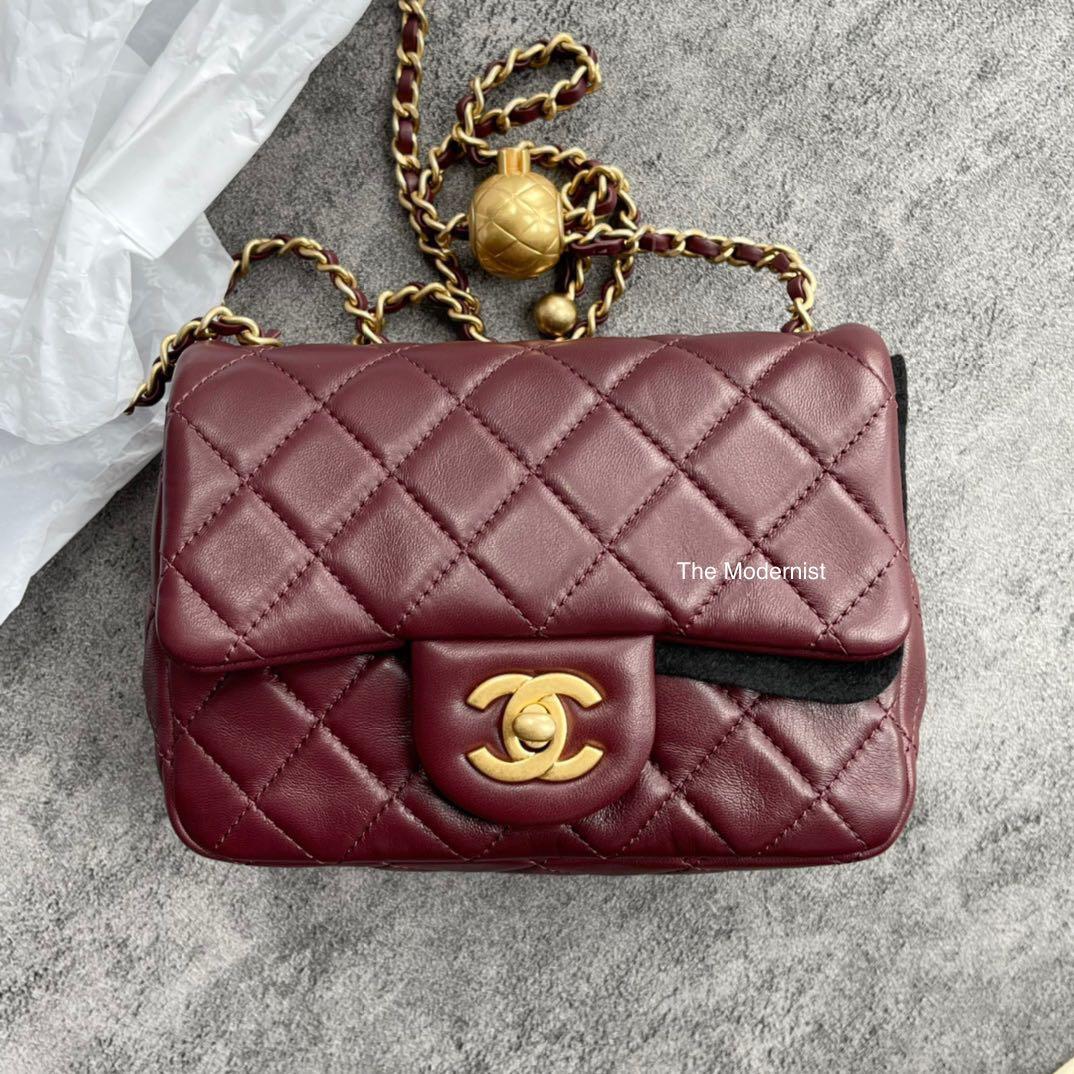 Chanel mini square burgundy sale