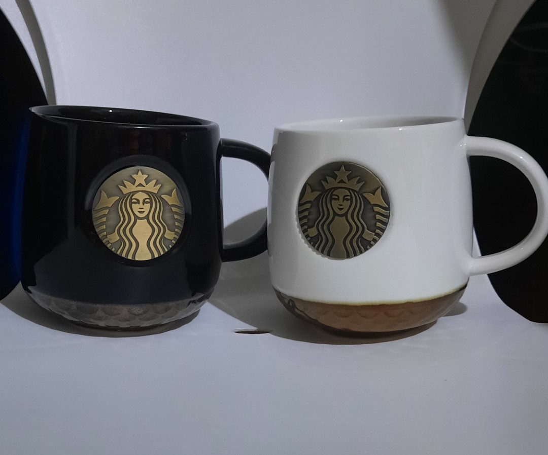 Black & White Starbucks Mug, Furniture & Home Living, Kitchenware