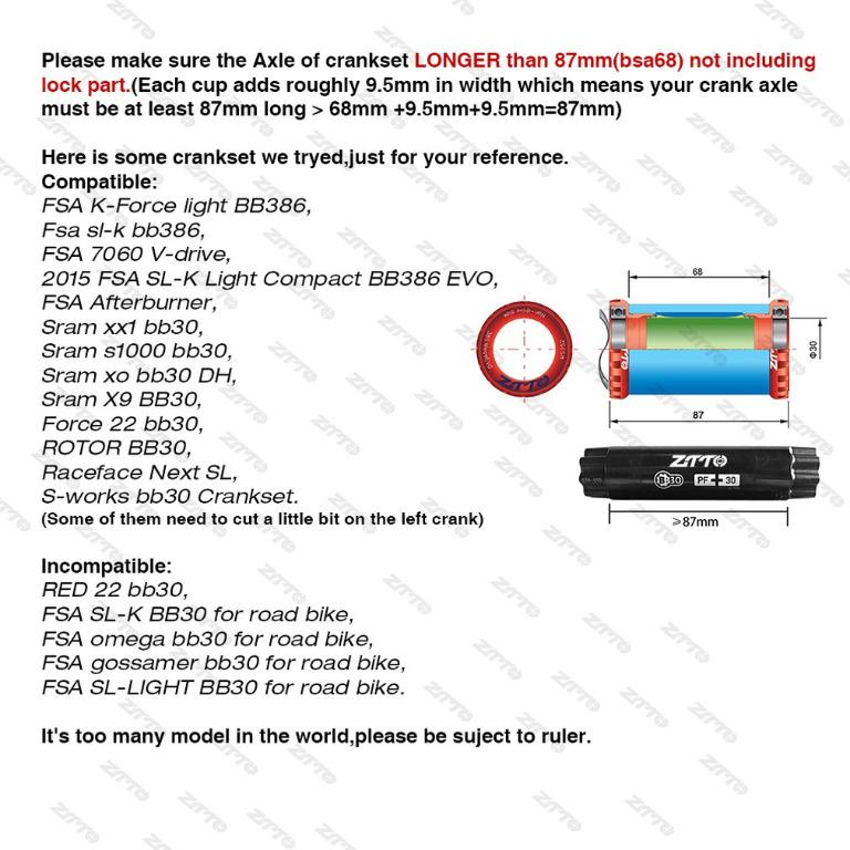 BSA30 Ceramic/ Steel Bearing for English threaded bottom bracket, for ...