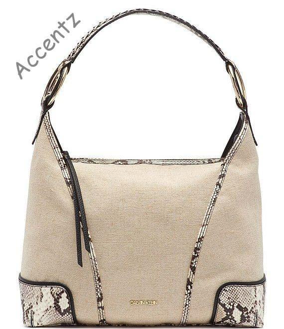 Calvin Klein Ivy Linen Python Hobo Bag Women s Fashion Bags Wallets Shoulder Bags on Carousell