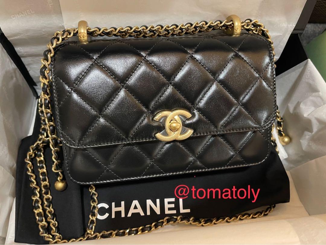 Authentic Chanel 21A Mini Pearl Crush Flap Bag Black Luxury Bags   Wallets on Carousell