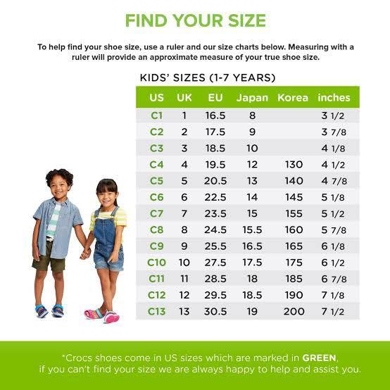 Crocs baby size chart top