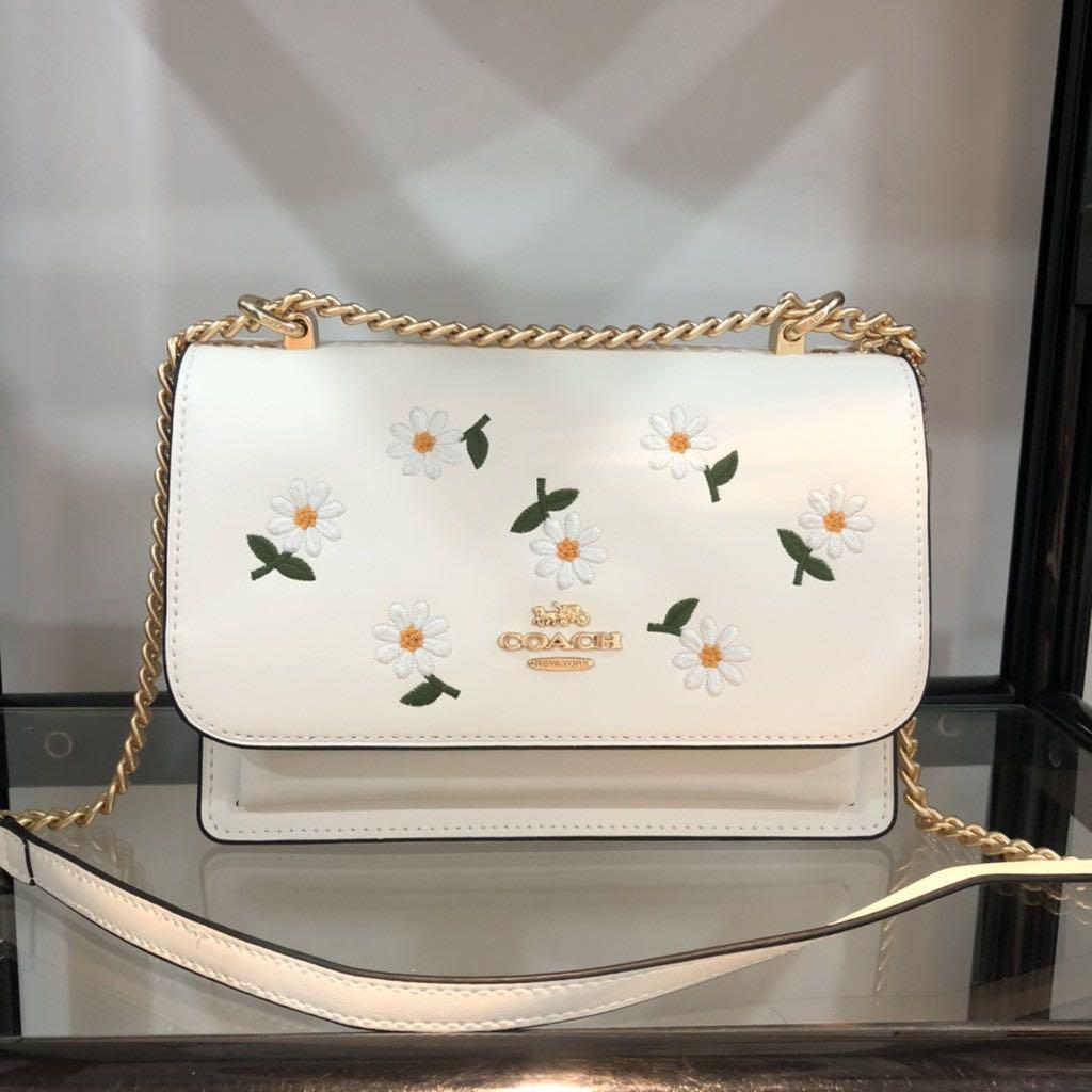 Coach white flower purse shop