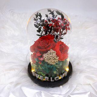 Customize 🌸 Enchanted Flower Dome 🌸 Mother’s Day Gift Anniversary Birthday Eternal  Preserved Flower Bouquet Graduation Monthsary Glass Dome Globe LED Fairy light Courier Rainbow Roses Hydrangea Personalize