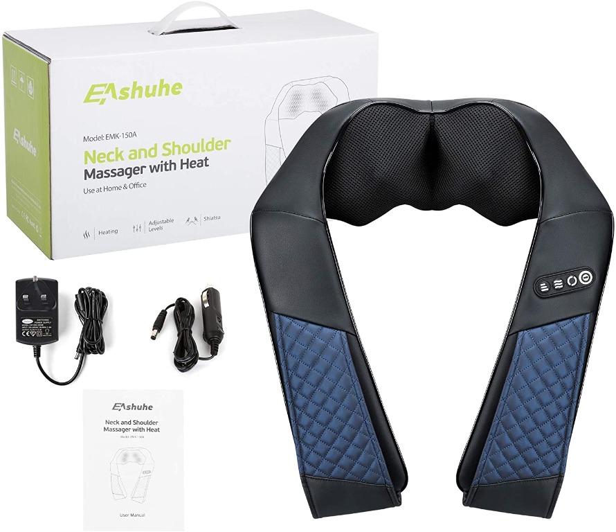 EAshuhe Neck and Shoulder Massager with Heat, Shiatsu Back Massage Pillow  with 3D Deep Tissue Kneading for Foot, Legs, Body Muscle - Use at Home,  Office & Car, Health & Nutrition, Massage