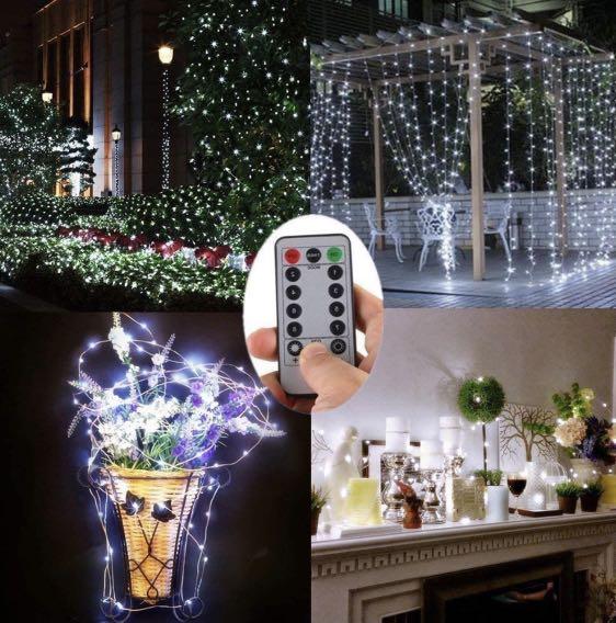 Twinkle Star Christmas Fairy Lights Battery Operated, 33ft 100 LED Waterproof Silver Wire String Light, Remote Control