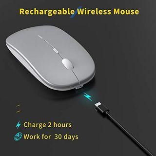STAR-LINK Rechargeable 2.4G Wireless Bluetooth Mouse,Silent Click Optical Cordless Mice,Auto-sleep,1600/1200/800 dPi Adjustable,6 Buttons for PC Laptop Notebook Tablet Windows Android Mac OS Black
