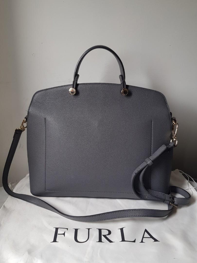 Furla My Piper Ladies Medium Black Leather Top Handle Crossbody Bag Grey Women s Fashion Bags Wallets Cross body Bags on Carousell
