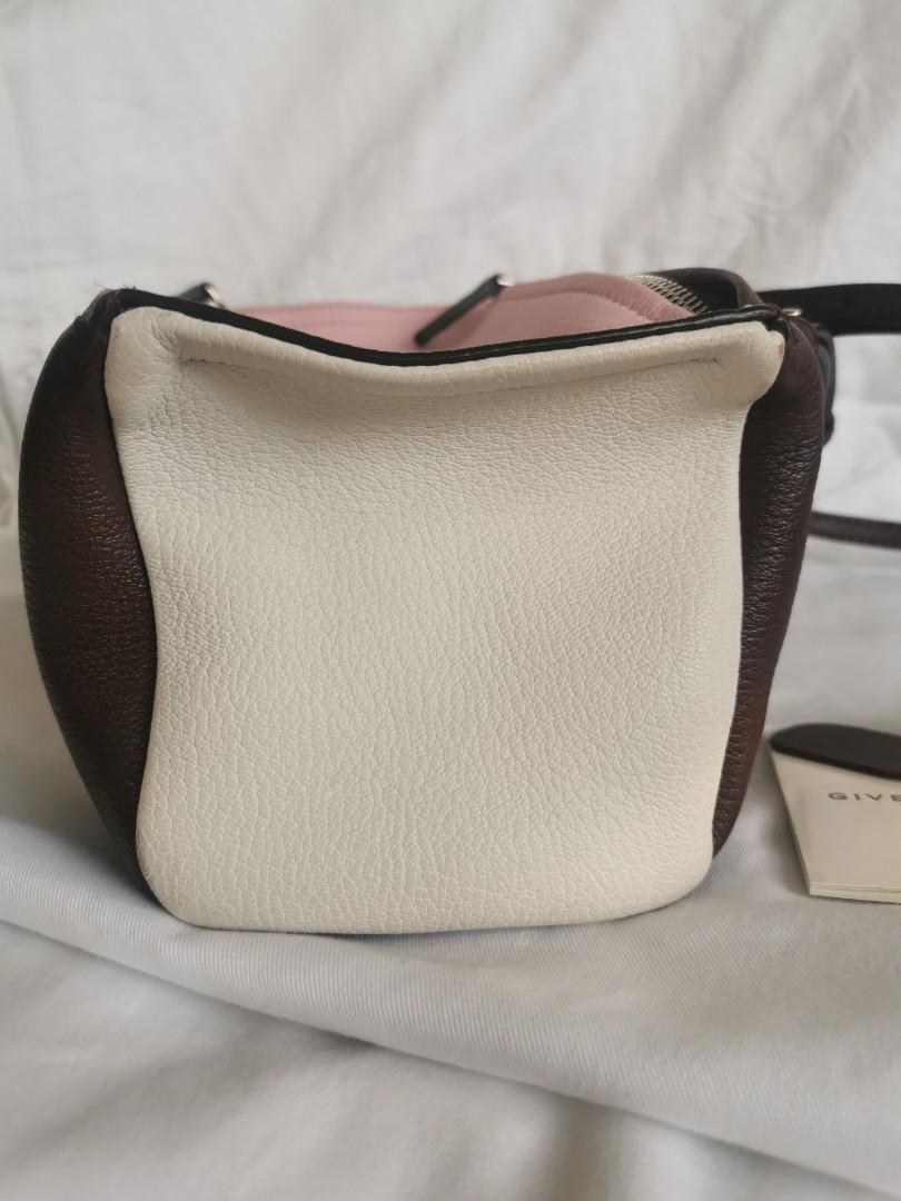 Givenchy Tri Color Mini Pandora (Category: Luxury Bags & Wallets) located in Makati City. Submitted by nicsclosetfinds (Listing ID 1108422513, Image 3). Description: Photos include: actual bag, when bag was bought in Givenchy store, and stock photo from Google Guaranteed authentic GIVENCHY Textured Sugar Goatskin leather Rare Tri-Color in Burgundy Pink White This chic messenger bag is finely crafted of soft, supple goatskin leather in pink, white