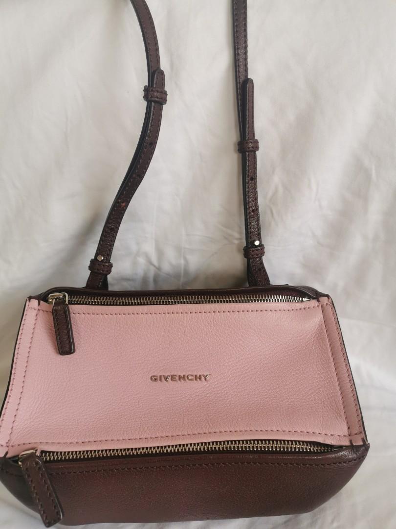 Givenchy Tri Color Mini Pandora (Category: Luxury Bags & Wallets) located in Makati City. Submitted by nicsclosetfinds (Listing ID 1108422513, Image 2). Description: Photos include: actual bag, when bag was bought in Givenchy store, and stock photo from Google Guaranteed authentic GIVENCHY Textured Sugar Goatskin leather Rare Tri-Color in Burgundy Pink White This chic messenger bag is finely crafted of soft, supple goatskin leather in pink, white