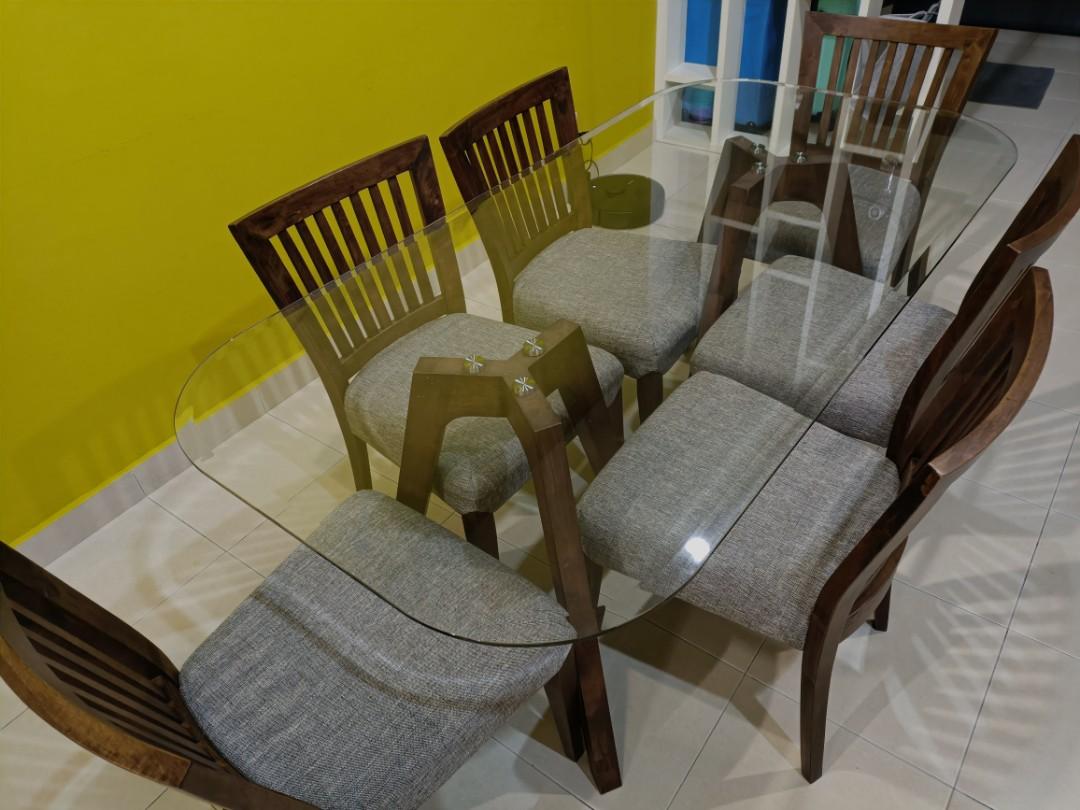 Harvey Norman Glass Dining Table, Furniture & Home Living, Furniture