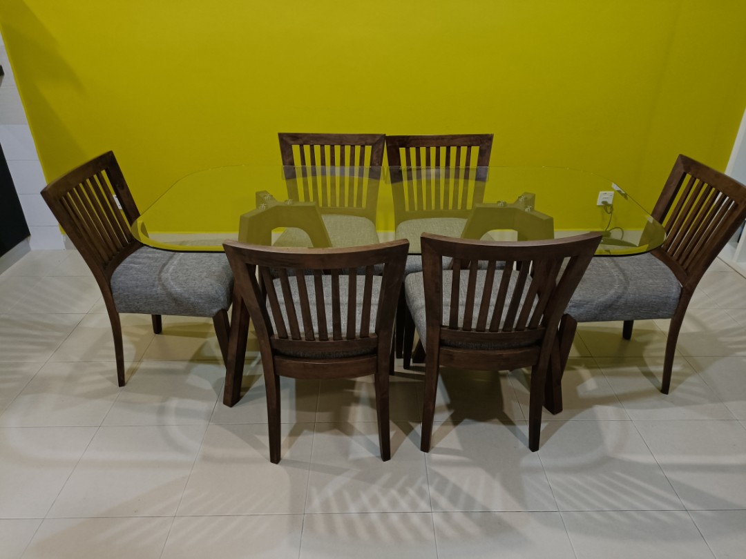 Harvey Norman Glass Dining Table, Furniture & Home Living, Furniture