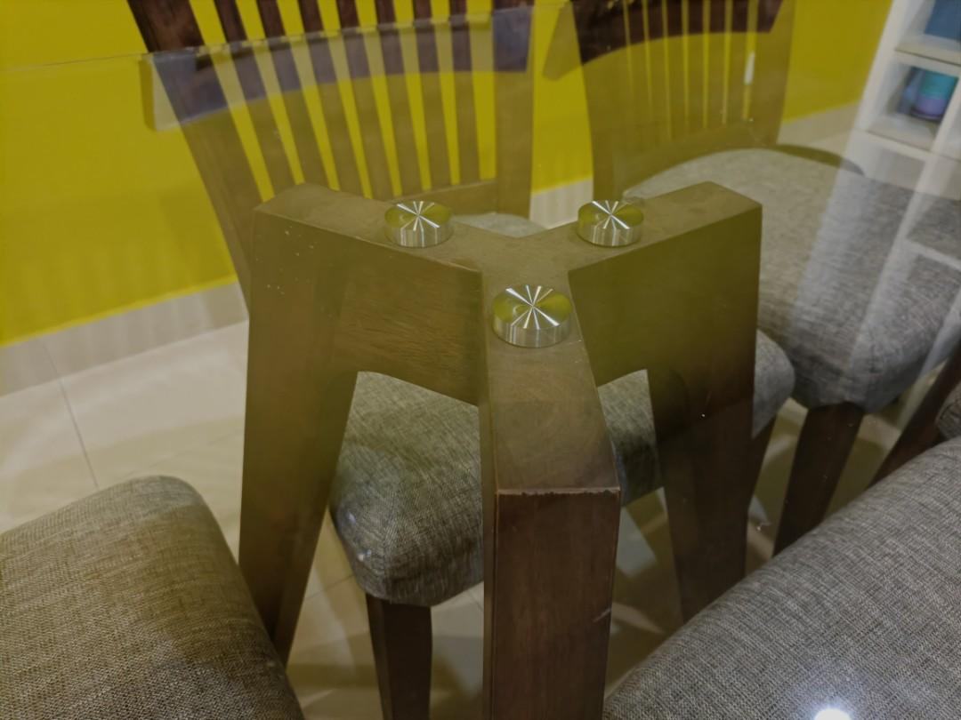 Harvey Norman Glass Dining Table, Furniture & Home Living, Furniture