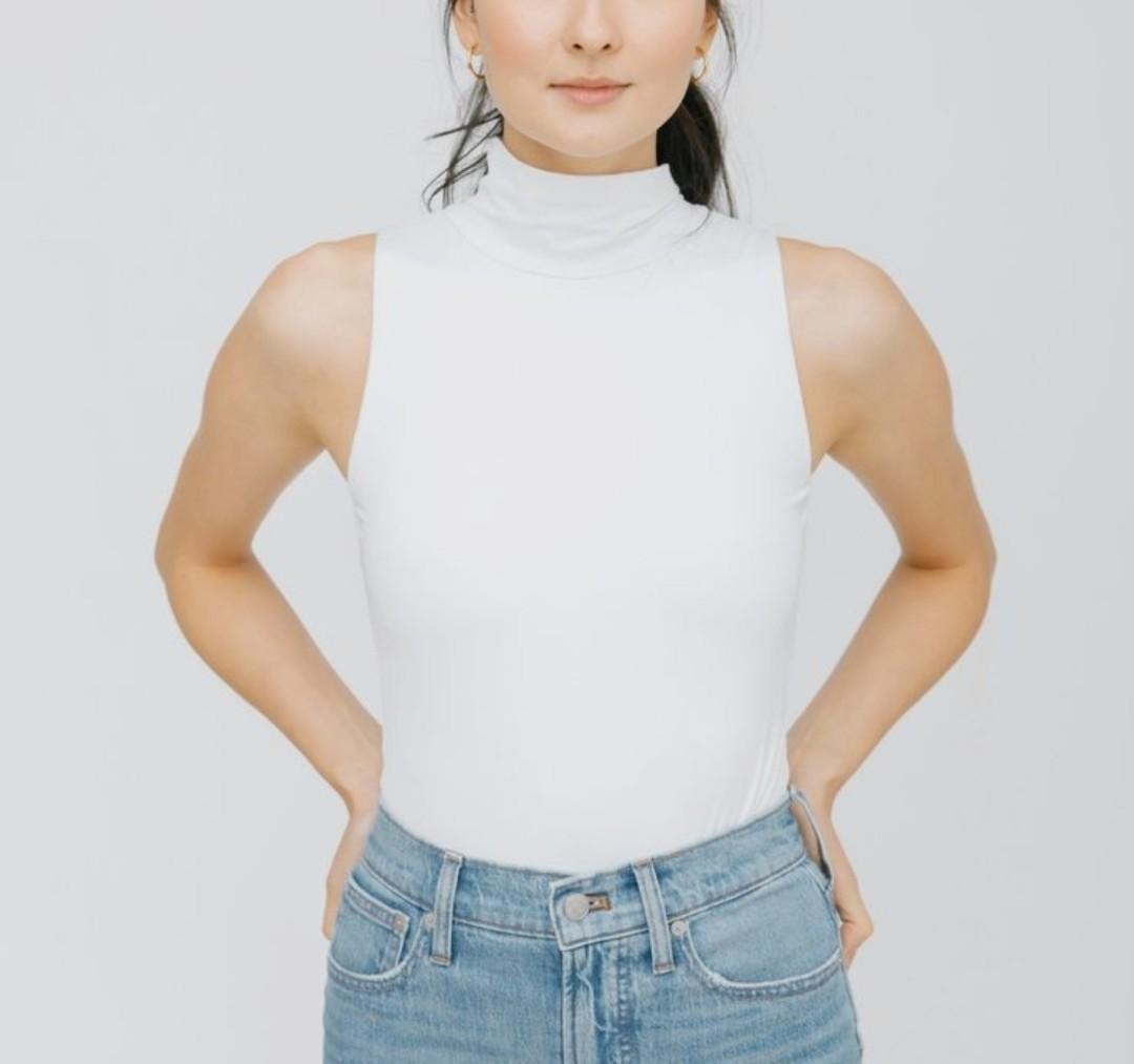 H\u0026M White Turtleneck Sleeveless, Women 