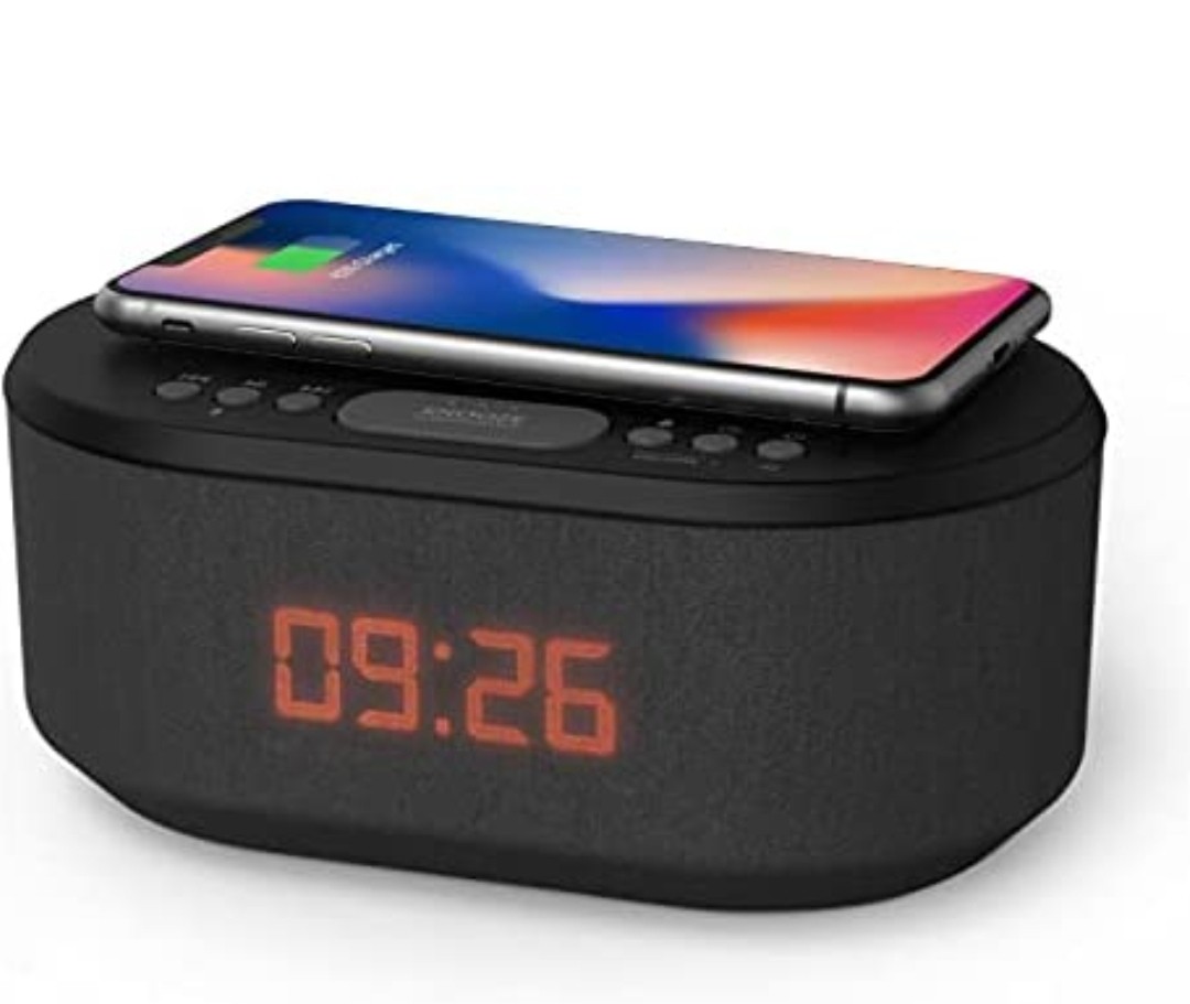 IBox Dawn Bedside Radio Alarm Clock with USB and wireless Charger