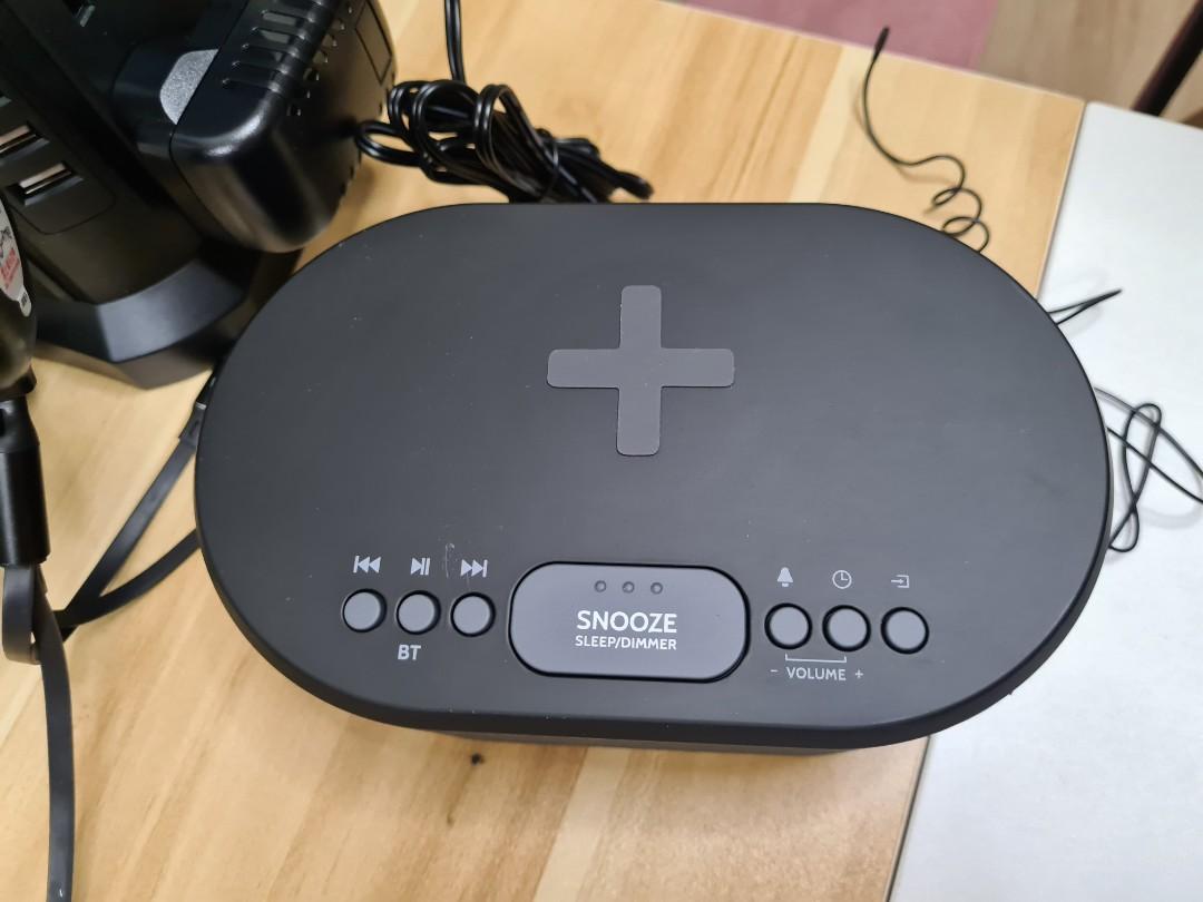 IBox Dawn Bedside Radio Alarm Clock with USB and wireless Charger
