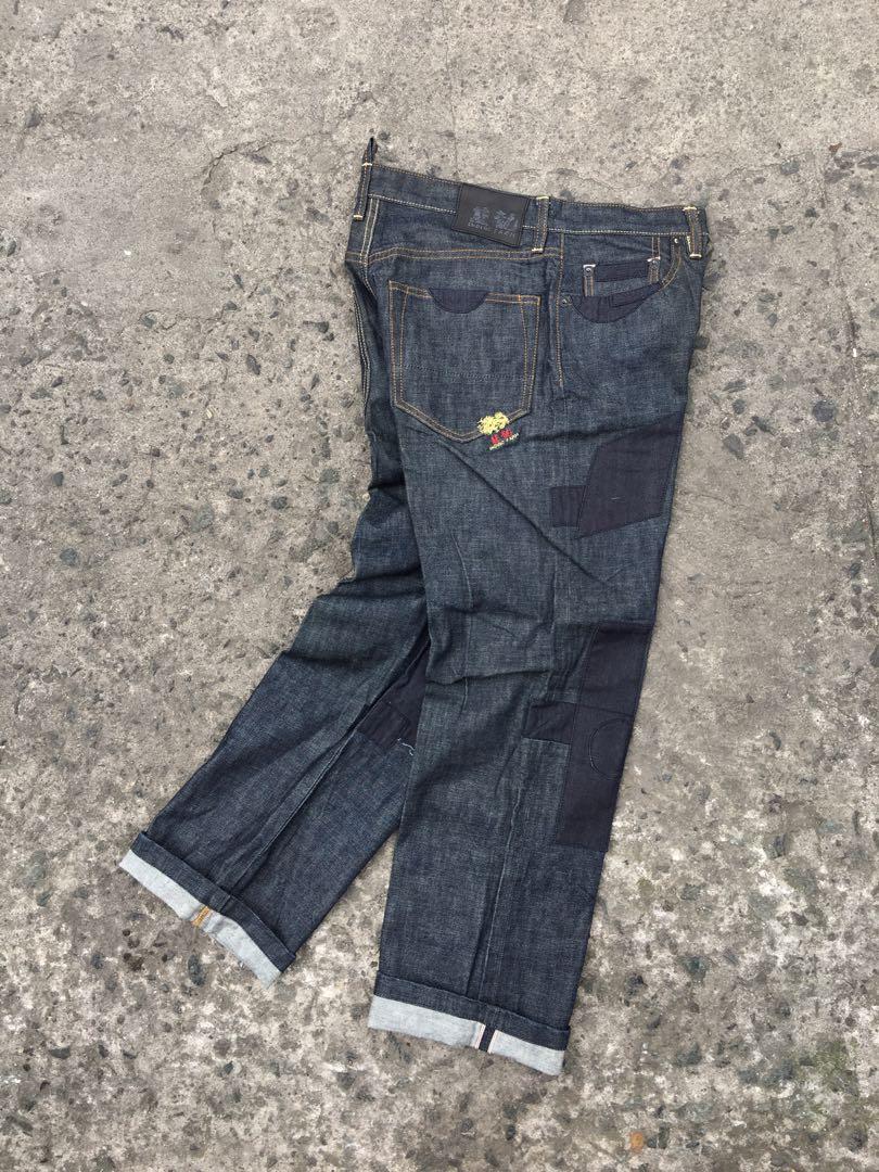 Indigo farm selvedge pants, Men's 